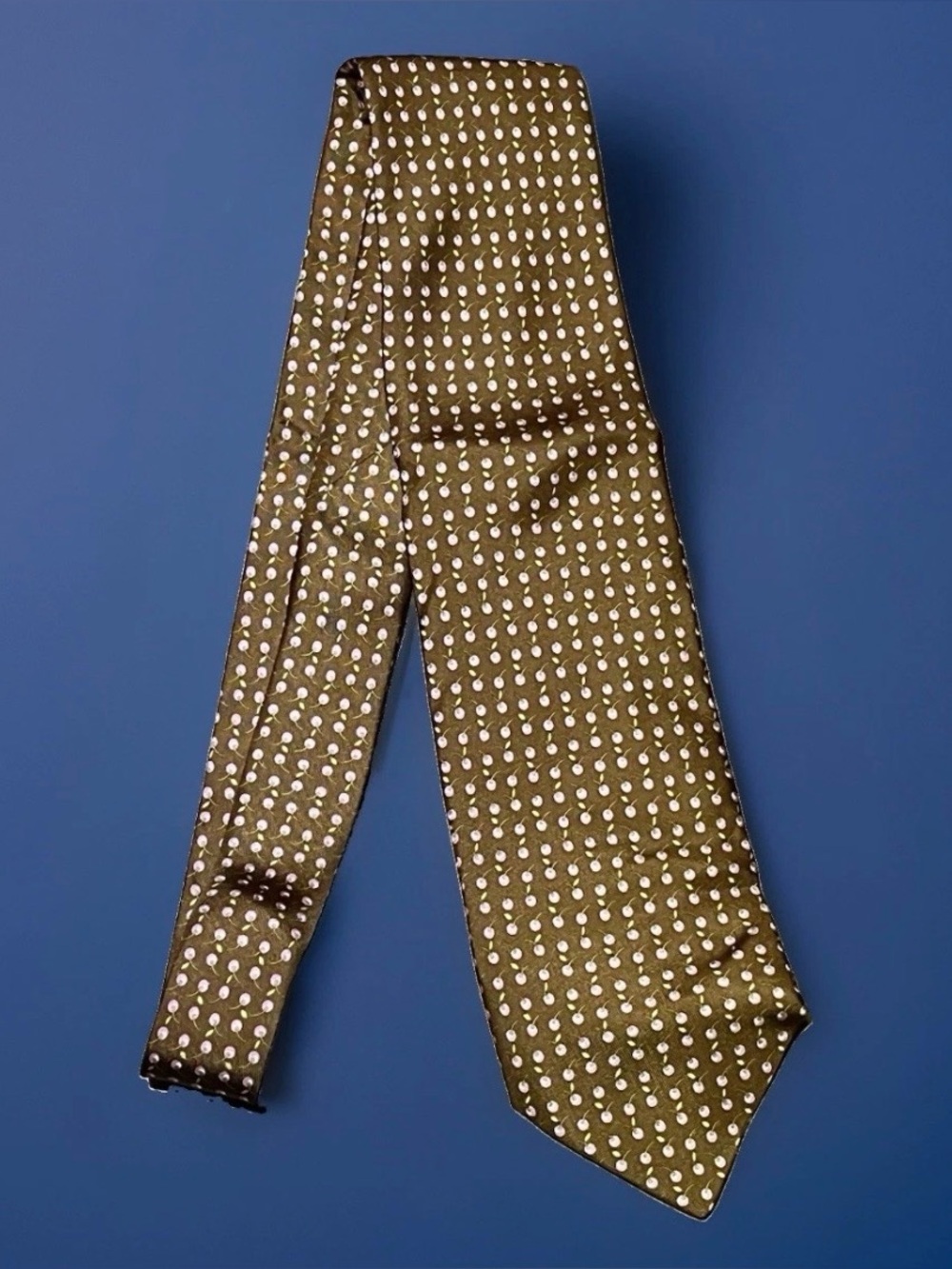 Salvatore Ferragamo Silk Tie Brown Pink Cherry Print Made in Italy Luxury